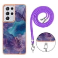 thumbnail image 6 of Feishell for Samsung Galaxy S21 Ultra Case with Detachable Crossbody Strap, Fashion Marble Pattern Glossy Cover for Women Girls, Slim Fit Anti-Scratch Phone Case for Samsung Galaxy S21 Ultra,Purple, 6 of 7