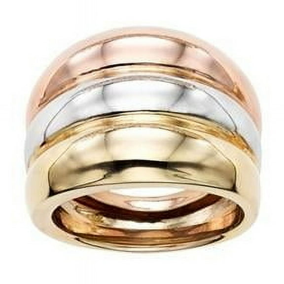 14K Tri Color Gold Polished Ring, Size 7