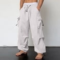 thumbnail image 6 of Leesechin Men's Baggy Cargo Pants Trendy Casual Parachute Pant Loose Fit Harem Joggers with Pockets for Streetwear, 6 of 7