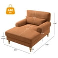 thumbnail image 2 of Condemo Modern Linen Fabric Indoor Chaise Lounge Chair for Bedroom, Living Room, Office, Orange-red, 2 of 7