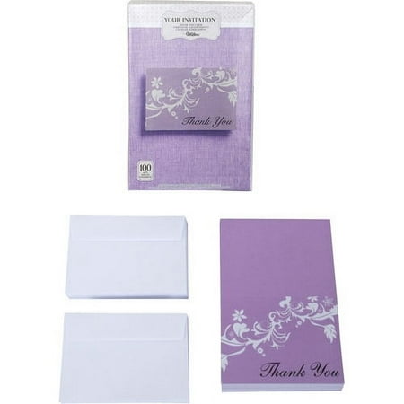 Your Invitation Purple Flourish Thank You Kit, 100 Count