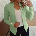 thumbnail image 3 of Lcziwo Blazer Coats for Women Long Sleeve Notch Collar Cardigan Blazer Open Front Office Work Jackets Plain Button 2025 Outerwear Mint Green,M, 3 of 5
