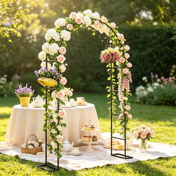 Garden Arch with Large Base for Climbing Plants and Weddings