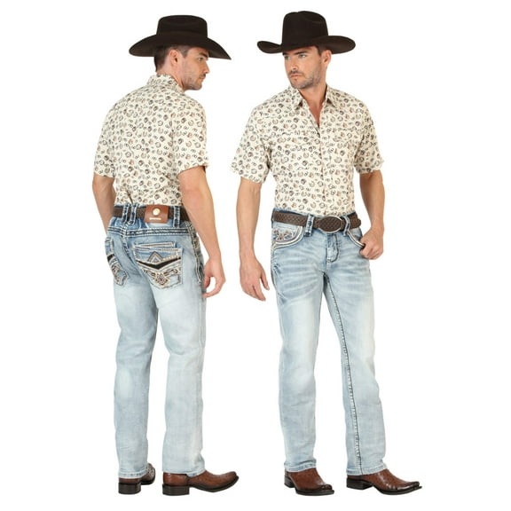 Centenario Men's Premium Denim Boot Cut Pants - Medium Blue 45533