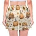 thumbnail image 2 of Women's Silk Pajama Shorts Fun Pumpkin Patch Pajama Shorts Women's Casual Pajama Shorts with Pockets, 2 of 6