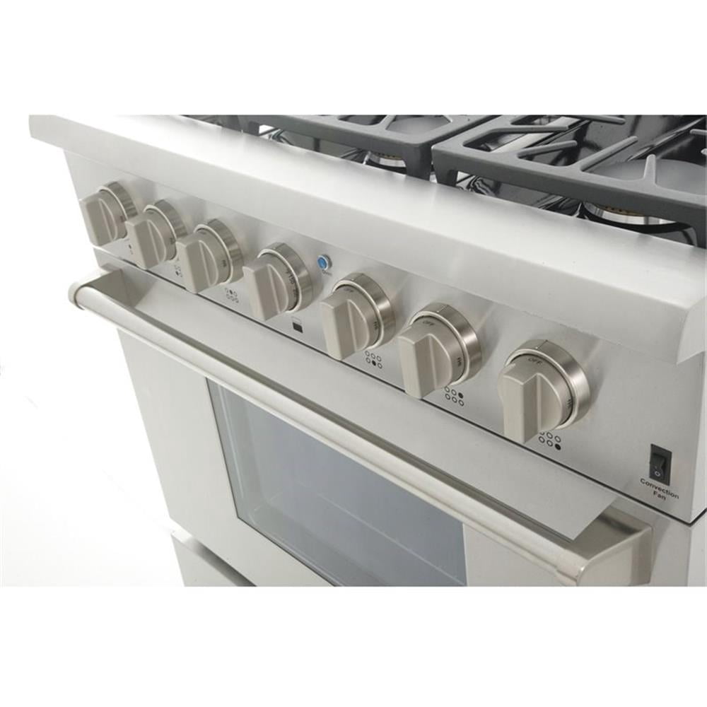 Pemberly Row 36" Dual Fuel Propane Gas Range with Knobs in Silver