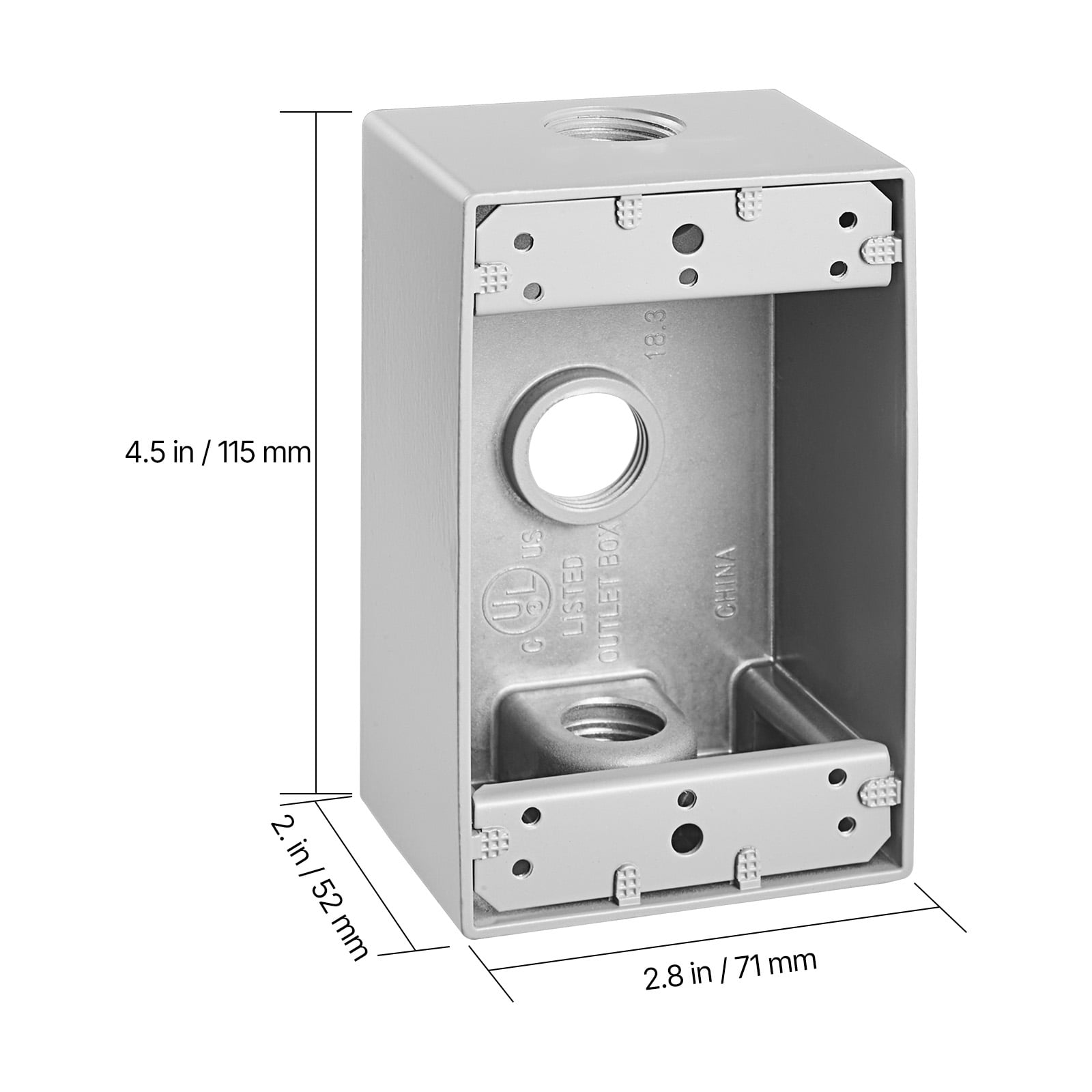 KFFKFF Outdoor Electrical Box, 4.5 x 2.8 x 2 in, Weather-Resistant Junction Box, Compatible with 1/2-Inch or 3/4-Inch Conduits, 18.3 Cu. In Capacity, Plug Protector, 4PCS, Gray