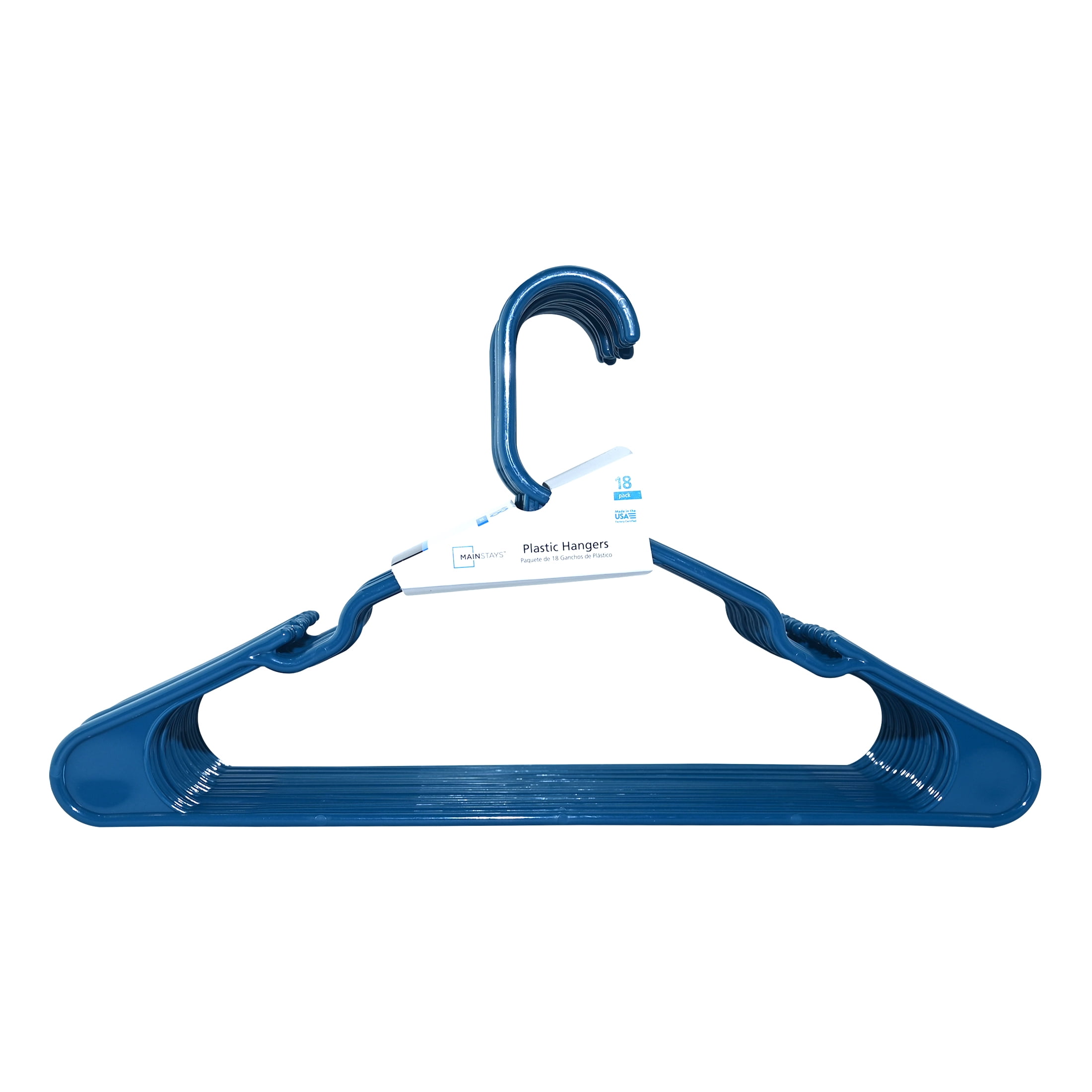 Mainstays Plastic Notched Adult Clothes Hangers, Purple Corsair, 18 Count