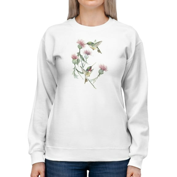 Hummingbirds And Flowers Sweatshirt Women -GoatDeals Designs, Female Small