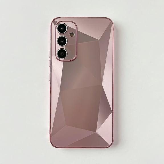 Compatible for Samsung Galaxy A54 5G Case, Plating 3D Diamond Pattern Phone Case, Fashionable Case for Women Girls Shockproof Anti-Scratch Camera Lens Protective Cover for Galaxy A54 5G, Rosegold