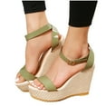 thumbnail image 4 of Women Sandals clearance for Juebong Wedge Sandals for Womens Dressy Open Toe Ankle Strap Wedge Platform Espadrille Sandal - Dressy Sandals Women - Strappy Casual Braided Heels Summer Bohemia, 4 of 5