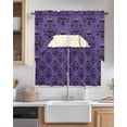 thumbnail image 2 of Halloween Kitchen Curtains Swag Valance and Tier Curtains Set 24 Inch Length, Halloween Haunted House Pumpkins Purple Background Rod Pocket Drape Panels Pair Swag Curtains for Bathroom/Cafe/Window, 2 of 6