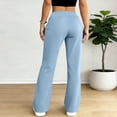 thumbnail image 4 of Women Flare Leggings Drawstring High Rise Flared Yoga Pants Soft Lounge Wide Leg Sweatpants Bell Bottom Trousers Sky Blue 2XL, 4 of 6