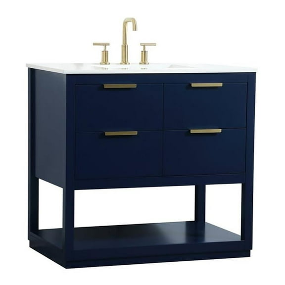 36 inch single bathroom vanity in blue
