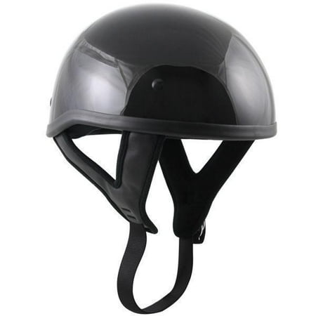 Outlaw Helmets Outlaw T68 DOT Glossy Black Motorcycle Skull Cap Half Helmet Black (Best Rated Motorcycle Half Helmets)