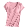 thumbnail image 5 of Duoif Women's Short Sleeve Shirt with Built in Bra Padded Athletic Workout Yoga Top Summer 2026, Pink, XXL, 5 of 7