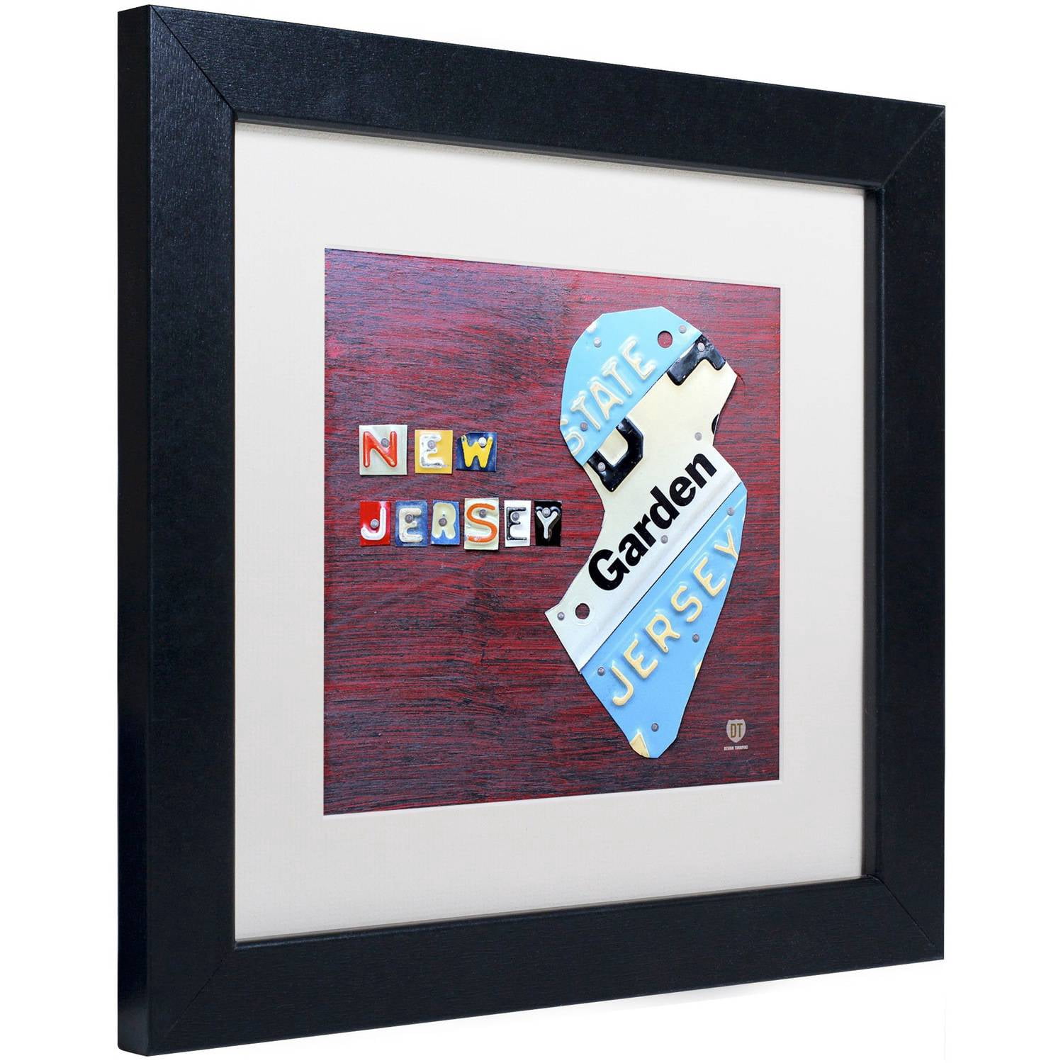 Trademark Fine Art 'New Jersey License Plate Map' Canvas Art by Design Turnpike, White Matte, Black Frame