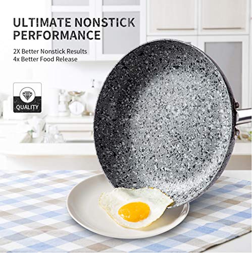 Stone Frying Pan with Lid, Nonstick 12 Inch Frying Pan with Non toxic Stone-Derived Coating, Granite Frying Pan, Nonstick Large Frying Pans with Lid, Induction Compatible - 12 Inch - image 2 of 7