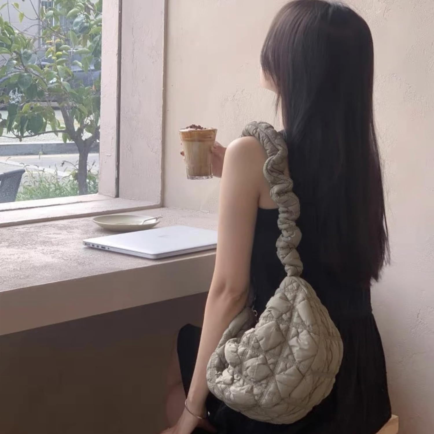 Quilted Shoulder Bag Puffer Handbag Crossbody Purse Padded Cloud Hobo Bag with Adjustable Strap