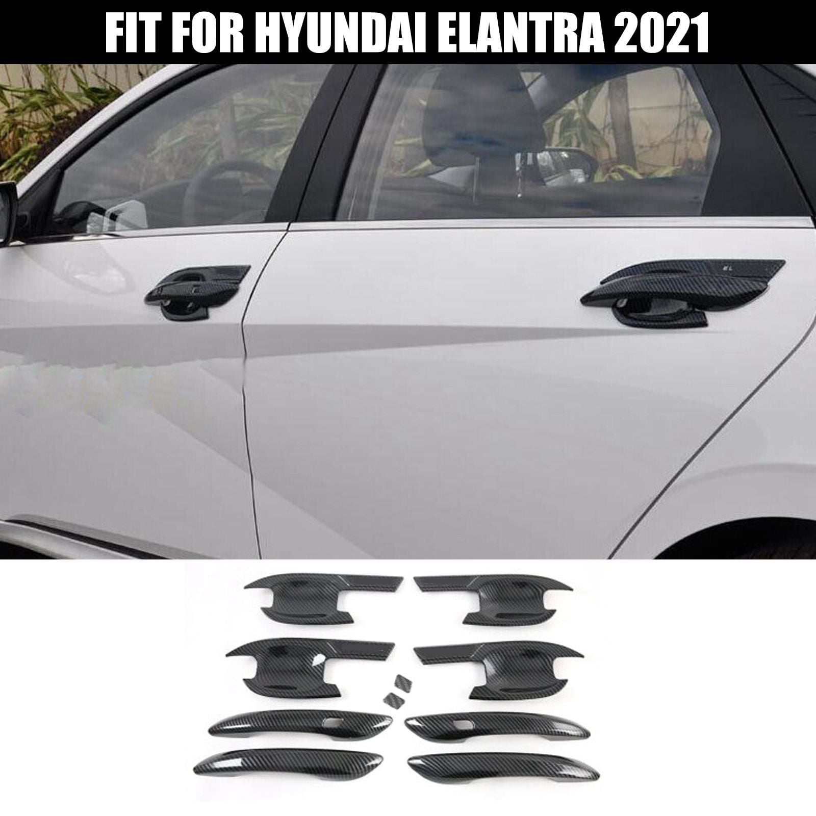 For Hyundai Elantra 2021 Carbon Fiber Look Car Fuel Tank Oil Gas Cap Cover Trim