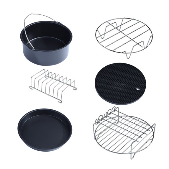 Mgaxyff Air Fryer Accessories Parts,6 in 1 Multifunctional Air Fryer Accessories Set Kit Parts Metal Holder Skewer Rack Cake Barrel, Air Fryer Accessories Kit