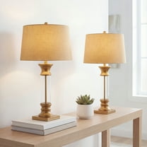 JONATHAN Y Hunter 32" Metal/Glass LED Table Lamp, Gold Leaf (Set of 2), JYL4000B-SET2