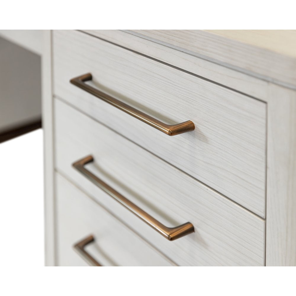 Contemporary Laminate Wood Double Pedestal Executive Desk Fully Assembled White