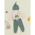 thumbnail image 4 of Newborn Baby Boy Coming Home Outfit 3 6 12 18 Months New To The Farm Embroidery Long Sleeve Romper Tops Pants Hat Set, 4 of 8