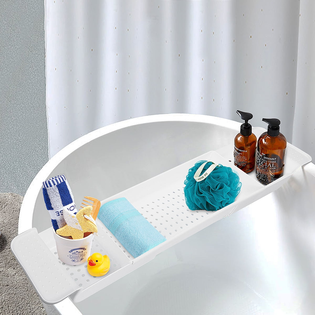 Bathtub Caddy Tray Basket Retractable Multifunction Bathroom Storage B –  pocoro