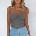 thumbnail image 2 of MESSUEN Cami Tops Womens Tank Tops Cropped Square Neckline Camisole Women's Short Casual Spaghetti Strap Cropped Tank Top Womens Sleeveless T Shirts Women's Summer Tops Dark Gray M, 2 of 6
