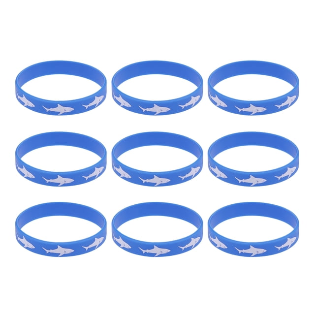 25 Pcs Bracelet Jonc Requin Imprimé en Silicone Décoration Bracelet pour Femmes Hommes