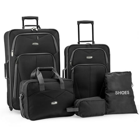 Elite Luggage Whitfield 5-Piece Softside Lightweight Rolling Luggage Set, (Best Price Lightweight Luggage)