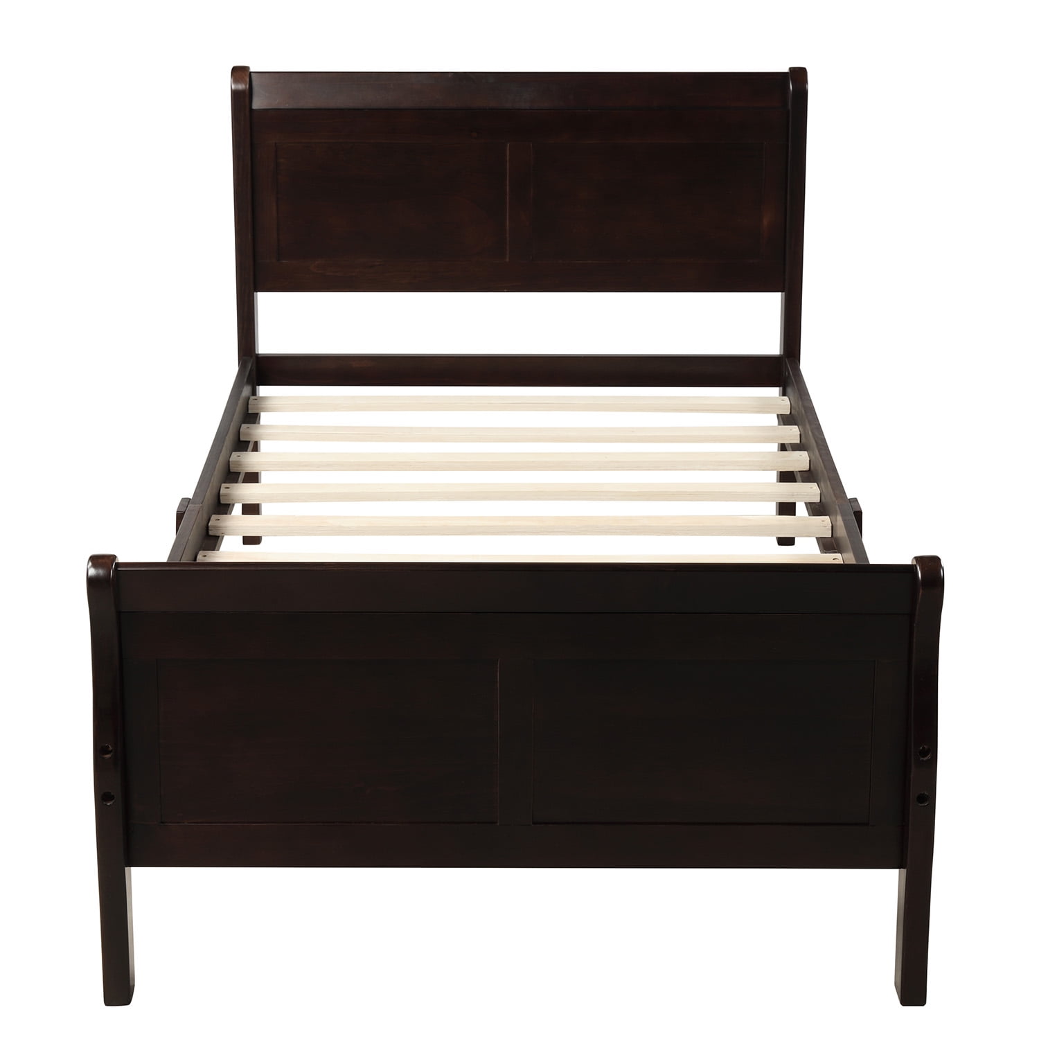 Gewnee Twin Size Wood Platfrom Bed with Headboard and Footboard for Kids and Adults,Espresso