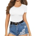 thumbnail image 2 of Xishao Women's Round Neck Short Sleeve T Shirts Basic Bodysuits Xishao ropa, 2 of 2