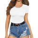 thumbnail image 2 of Xishao Women's Round Neck Short Sleeve T Shirts Basic Bodysuits Xishao ropa, 2 of 2