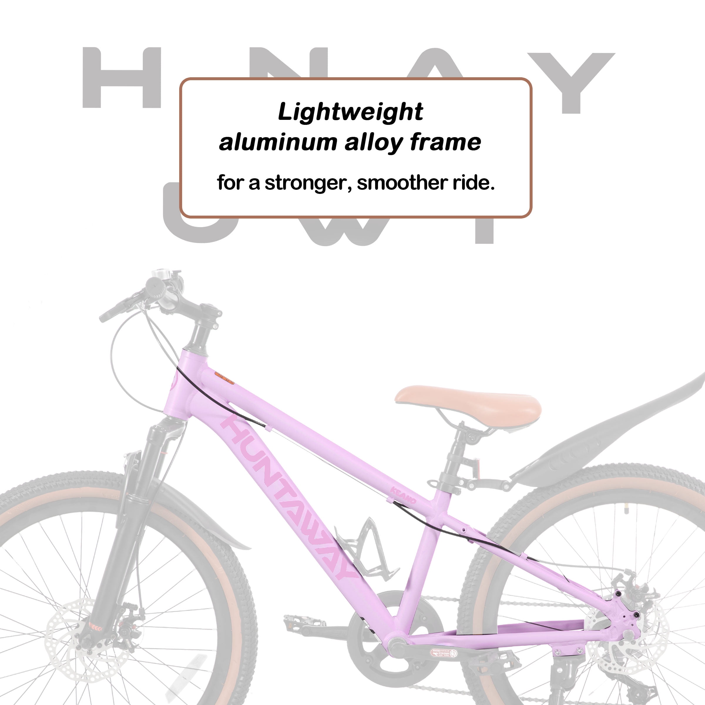 KEANO Huntaway 24 Inch Kids Mountain Bike for Boys Girls Ages 8-12, 7-Speed Kid Bicycle with Lightweight Alloy Frame, Dual Disc Brakes, Pink