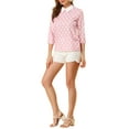 thumbnail image 2 of INSPIRE CHIC Chemisier pour Femme à Col Peter Pan Contrastant, Manches 3/4, 2 of 6