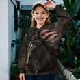 thumbnail image 2 of Uorisanigo Girls Half Zip Cropped Pullover Sweatshirt Loose Horse American Flag Long Sleeve Shirts Top Fall Clothes Drop Shoulder Quarter Zipper Hoodies No Hood for Sports and Daily Wear, 2 of 7