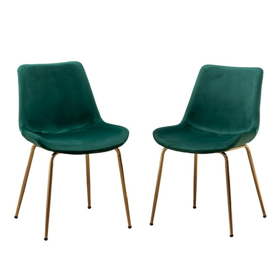 Roundhill Furniture Aufurr Modern Velvet Dining Chairs - Set of 2 - Green