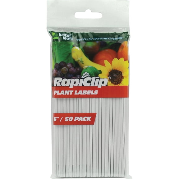 Luster Leaf Rapiclip Garden Plant Labels - 6 In, White - 50 Pack