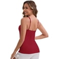 thumbnail image 2 of DARING DIVA Women's Spaghetti Straps Flowy Pleated Front Camisole Tops L Wine Red, 2 of 6