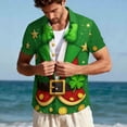 thumbnail image 6 of SGFCWSX Men's Casual Short Sleeve Button Up Shirt St. Patrick's Day Fake Tuxedo Clover Print Holiday Shirt Green Size XL, 6 of 9