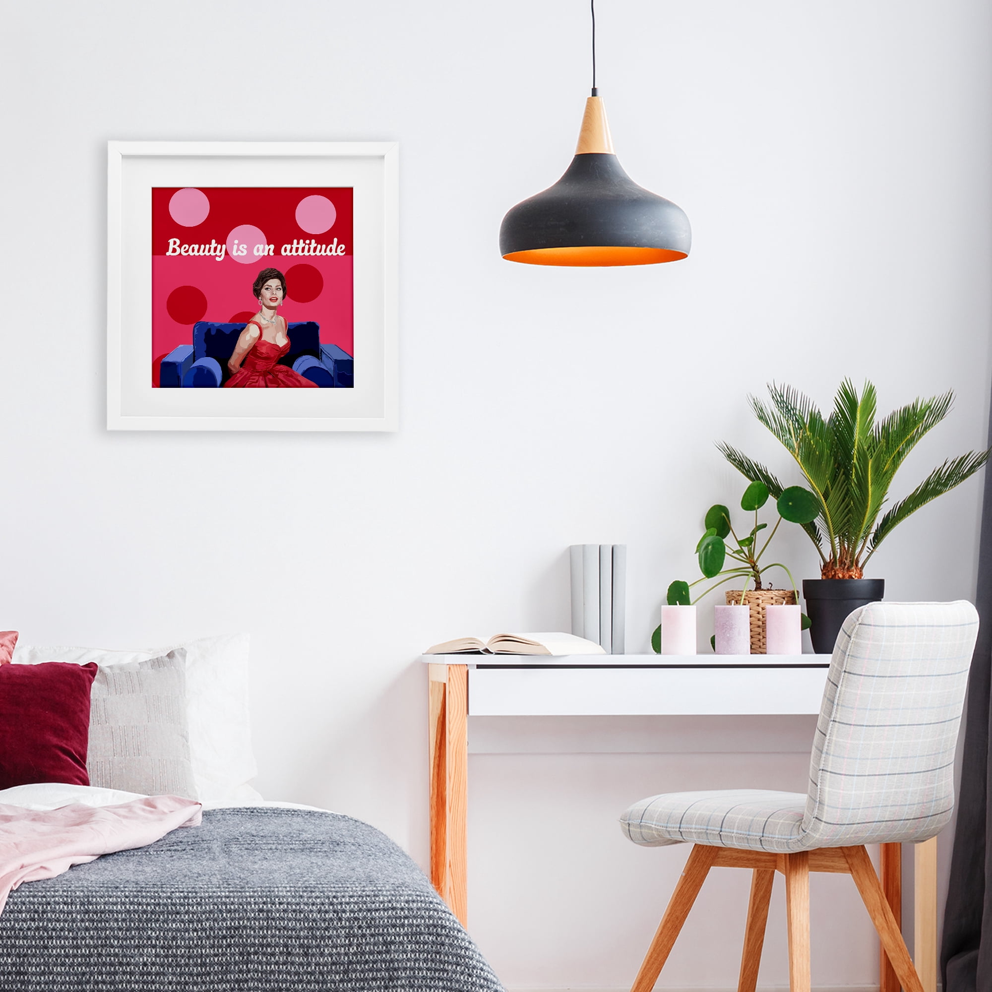 Stupell Industries Beauty Is An Attitude White Framed Print Under Glass, design by Lynnda Rakos