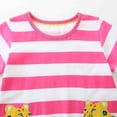 thumbnail image 4 of Juniors Robes Décontractées pour Filles Été Coton Rayé Imprimé Col Rond Manches Courtes Robe de Dessin Animé Plage, Rose, 6-7 Ans, 4 of 9