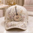 thumbnail image 6 of 3d Musical Instrument Embroidery Cap, 3d Musical Instrument Embroidered Baseball Cap For Women Style Alternative, Printed Raised Dimensional Effects, Outdoor Travel Streetwear Hat, 6 of 7