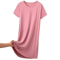 Plus Size Womens Night Gowns for Sleeping Casual Home Leisure Short Sleeve Crewneck Night Dress Sleepwear Pink 8XL