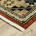thumbnail image 5 of HomeRoots Red Gold Blue Brown Oriental Power Loom Stain Resistant Runner Rug With Fringe, 5 of 8