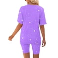 thumbnail image 4 of Two Piece Summer Sets Plus Size Women Casual Summer V Neck Short SleeveTops And Short Pants Suit 2 Piece Beach Outfits for Women, 4 of 7