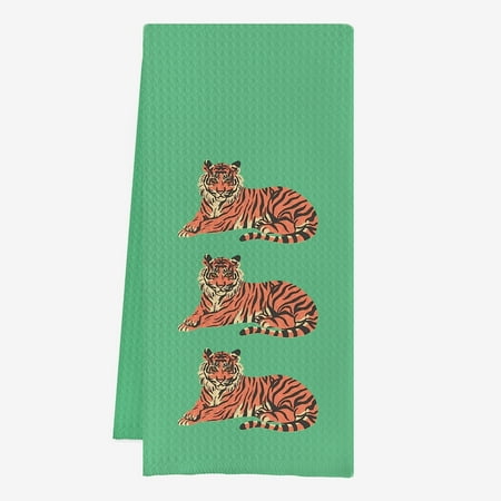 

IWXYI Green Dish Towels Leopard Dish Towel Green Leopard Waffle Weave Kitchen Dish Towels 16×24 Inches Cheetah Leopard Decorative Hand Towels Dish Cloths for Bathroom Kitchen C43