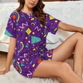thumbnail image 6 of Bixox Women's Retro 80s Style Printed Pajama Set 2 Piece Lounge Set Top and Shorts Soft Pajamas, Shorts with Pockets, 6 of 7